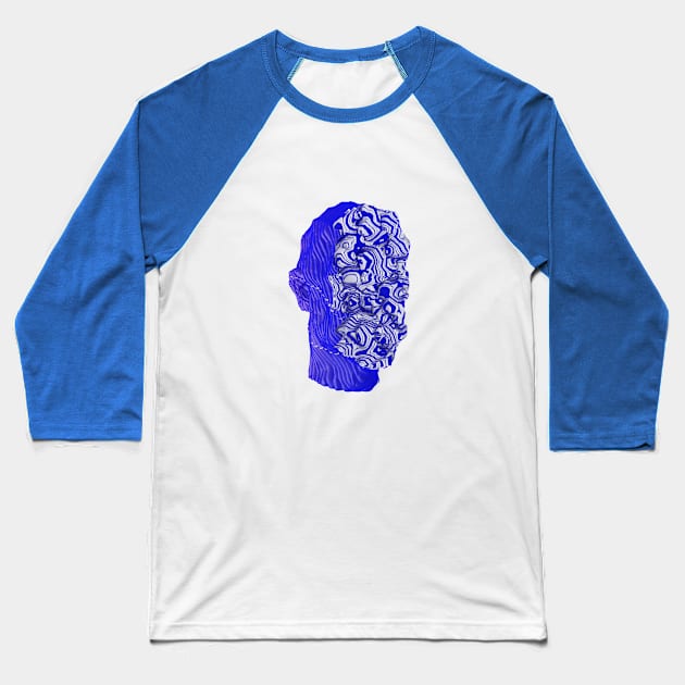 Trippy - 3D Model Blue Abstract Texture Baseball T-Shirt by marlenecanto